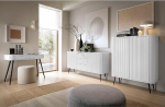 Lomadox Home m&ouml;&ouml;blikomplekt Valge sooned soonedega konsoollaud Sideboard Highboard jalad metallist mustad