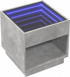 vidaXL kohvilaud, Infinity LED-iga k&uuml;ljelaud, diivanilaud, kohvilaud elutuppa, teelaud, elutoa laud, betoonhall, puitmaterjal, klaas