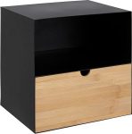 AC Design Furniture Jeppe Bedside Table H 30 x W 30 x D 25 cm Black Metal Bamboo 1 Piece