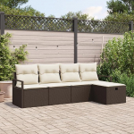 Model3360489 5-osaline aia diivan komplekt koos padjaga Brown Poly Rattan Garden Lounge