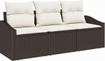 3-teiliges Garten Sofa Set mit Kissen Dunkelbraunes Poly Rattan Gartenlounge Model3346578