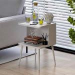 End Table, Modern Bedside Table, Side Table, Bedside Table, Metal Accent Table koos avatud riiuliga elutuppa, magamistuppa (valge)