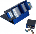Tolesum Double Layer Card Deck Box for MTG, 2 Commander Displays, Fits 200 Double Wrapped Cards with Cube Compartment, Trading Card Box for Magic Commander TCG CCG EDH Cards Black/Blue