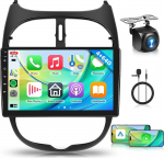 4+64G Android autoradio Peugeot 206 206CC 206SW 2000-2016 Citroen C2 2013-2018 9-tolline traadita Carplay autoraadio Android auto navigatsiooniga GPS peeglilink Bluetooth FM/RDS/DAB/DVR/EQ tagumine vaade