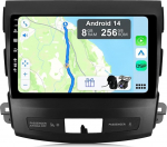 YUNTX [8GB + 256GB] Android 14 autoraadio Mitsubishi Outlander/Peugeot 4007/Citroen C-Crosser-[Integreeritud CarPlay/Android Car/DSP/GPS]-9-tolline IPS 2.5D kaamera + MIC-DAB/peeglilink/Bluetooth 5.0