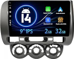 Android 14 autoraadio Honda Fit Jazz 2004-2007 koos tahavaatekaameraga 9-tolline IPS 2G + 32G toetab DAB+ / roolijuhtimispult / WiFi / Bluetooth / Mirrorlink / Carplay / USB / RDS / GPS