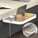KIWIFOTOS Bedside Tray Organiser for Box Spring Beds, Plate Beds and Platform Beds with Mattress Thickness: 15 cm, Removable Cup Holder, Silicone Pad, Cord Holder (Model-1)