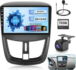 Hikity 2G + 64G Android 15 autoraadio Peugeot 207 2006-2015 9-tollise puuteekraaniga, 2 DIN stereo traadita Carplay, Android auto, raadio FM/RDS, BT, GPS, WiFi + tagurduskaamera + mikrofoniga.