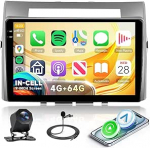 4+64G Android autoraadio Toyota Corolla Verso 2004-2009 9-tolline HD autoraadio traadita Carplay Android auto GPS peegel Link Bluetooth FM/RDS/DAB/DVR/EQ/USB roolijuhtimispuldiga tagantvaate kaameraga