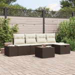 Rantry 6-teiliges Garten-Sofa-Set mit Kissen in Braun aus Poly-Rattan Gartenlounge Model3359367