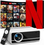 Nutikas projektor, ametlik Netflix, elektriline fookus, auto keystone korrektsioon, AKATUO kodukino projektor, Native 1080P, 4K toetatud, WiFi6 Bluetooth, videoprojektor, Bullet-in k&otilde;lar telefonile