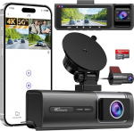 Vasip 4K Dash Cam Vorne und Hinten Innen, 5GHz WiFi, 3-K Dashcam f&uuml;r Autos, 3,1 Zoll IPS Dashcam f&uuml;r Autos mit 64GB SD-Karte, Nachtsicht, WDR, G-Sensor, Loop-Aufnahme, 24H Parkmodus