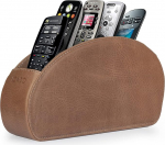 Londo Fernbedienungshalter mit 5 Taschen - Platz f&uuml;r DVD, Blu-Ray, TV, oder Apple TV Fernbedienungen - Italienisches Echtleder mit Wildlederfutter -Schlank Kompakt f&uuml;r die Aufbewahrung im Wohn (Nerz)