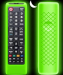 Samsung TV kaugjuhtimispuldi &uuml;mbris, &uuml;mbris Samsung Smart TV kaugjuhtimispuldile, universaalne asendussilikoonist &uuml;mbris koos kaelarihmaga, helendav pimedas roheline