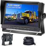 Hikity AHD 1080P tagurduskaamera komplekt, 12-24 V veoauto haagise bussi kaubik p&otilde;llumajanduse jaoks, 7-tolline LCD monitor, IP69 veekindel &ouml;&ouml;n&auml;gemine, auto tagurduskaamera, 33 ft kaabel, 4-poldiline kaabel tagurduskaamera