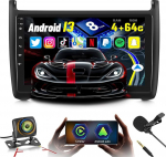 8 Core 4G + 64G Android 13 autoraadio VW Volkswagen Polo 2008-2020, traadita Carplay & Android auto 9-tolline 2 DIN puuteekraaniga autoraadio WiFi/GPS/Bluetooth5.0/32EQ DSP/FM RDS-ga