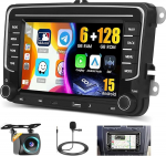 8 Core 6G + 128G DSP Hikity Android 15 autoraadio VW Golf 5 6 Passat Tiguan Polo Caddy Seat, 7-tolline puuteekraaniga autoraadio traadita CarPlay Android auto GPS WiFi RDS / FM BT 59UI t&uuml;&uuml;p CSWC Mic Cam