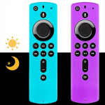 2 Pack Silikoonist kaugjuhtimispuldi puhul kerge kaal Anti Slip Shockproof Glow in the Dark Glow Sinine ja lilla