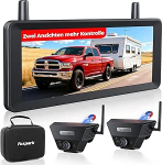 Kaks p&auml;ikesepoolset tagurduskaamerat, traadita magnet: 2 minutit DIY paigaldust 7,2-tolline 1080P kahe kanaliga monitor koos DVR salvestusega Kaks tagurduskaamerat matkaauto haagis, hobuse haagis