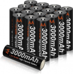 CITYORK AA laetavad patareid, 16-ne pakend, 3000 mAh Mignon AA aku suure v&otilde;imsusega p&auml;ikesepatarei, NI-MH 1,2 V eellaetud madala enesepuhastusega aku koos p&auml;ikesevalgustite hoidmisega