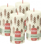 Bolsius Rustic Pillar Candles Silhouette - Elevandiluu v&auml;rvi tr&uuml;kiga - 4 tk - 13 x 7 cm - Pikk p&otilde;lemisaeg - Majapidamisk&uuml;&uuml;nal - Sisaldab naturaalset taimset vaha - Ei sisalda palmi&otilde;li.