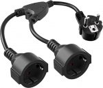 L&uuml;hike kaabel 2 pistikupesaga - Pikenduskaabel L&uuml;hike v&auml;line kaitsekontakt 2 vahelduvvoolu pistikupesaga, 1,5 mm&sup2;, kuni 250 V/16 A, topelt pistikupesa 2-kohaline, kodu, kontori, v&auml;lispistikupesade jaoks