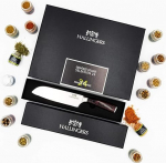 Hallingers Deluxe Selection 24 & Premium Santoku - Spice Gift Set K&auml;sitsi valmistatud, Bundle 24 Spices & Knives Premium (Set) - Kingiideed J&otilde;ulud ja kingitused Advendikalender | New Home Gl&uuml;c