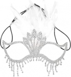 BSLVWG Silver Masquerade mask naistele Metal Feather Mask Shiny Rhinestone Tassel Venetian Party &Otilde;htu Prom Ball Mask Bar Kost&uuml;&uuml;mi tarvikud