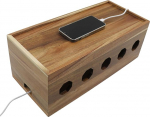 Insun kaablikarp akaatsiapuidust, hoiukarp kaablite ja toiteallikate jaoks, kaablijuhtimiskarp, organiseerija kaablite peitmiseks, 40 x 18 x 15 cm