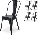 Kosmi - Set of 4 Black Metal Chairs Matt Black Industrial Style Factory