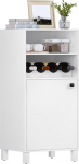 WOLTU KSK01ws Kitchen Cabinet with Wine Rack, Bookcase, Kitchen Shelf, Standing, Multi-Purpose Cabinet, Storage Cabinet, Bookcase, with Door and Adjustable Shelves, White, 48 x 108 x 40 cm