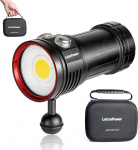 LetonPower L12 8000 luumeni sukeluslamp video - professionaalne veealune videovalgus 90 CRI, CCT 6500K, USB-C laetav sukeldumiseks / veealuseks fotograafiaks / videograafiaks (IP68, 100 m s&uuml;gavus)