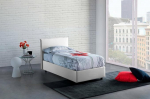 Talamo Italia - Bruna Single Bed, Container Bed with Fabric Cover, 100% Made in Italy, Front Opening, Suitable for Mattress Cm 80 x 190 cm, White
