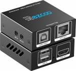 HDMI KVM Extender USB-lt RJ45-le &uuml;le Cat5e/6/7 1080P@60Hz kuni 150ft/50M, HDMI &uuml;le Ethernet saatja vastuv&otilde;tja toetab klaviatuuri hiirt 2 pesa USB 2.0 Hub POE Stereo heli ja mikrofon