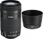Canon telesuumobjektiiv EF-S 55-250 mm F4-5.6 on STM telesuum EOS-le (58 mm filtrikeere, optiline pildistabilisaator), must ja ET-63 hajutikapsel, 8582B001
