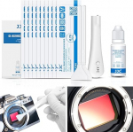 Professional Camera Cleaning Kit with Illuminated Cleaning Handle, 10 Pieces 24 mm Full Frame Sensor Cleaning Swabs, 15 ml Cleaning Solution for Cleaning Full Frame Sensor CCD/CMOS Sensors