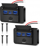 USB-pesa 12 V autoelamu 66 W autolaadija mobiiltelefoni kiirlaadija KKMOL 2i pakett Dual QC3.0 USB & PD3.0 USB C pesa veekindel auto v&otilde;imsus kiirlaadimisadapter auto elamu mootorratta veoauto jaoks