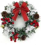 Aoresac Weihnachtskranz f&uuml;r Haust&uuml;r, 20,3 cm, k&uuml;nstlicher Winter-h&auml;ngende Haust&uuml;r-Fensterkranz mit Tannenzapfen, Glocke, Beeren, Schleife f&uuml;r Weihnachtsbaum, Girlande, Urlaub, Wand, Kamin,