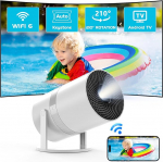 Mini projektor auto trapetsikujuline korrektsioon Android OS-iga, 210&deg; p&ouml;&ouml;ratav nutiprojektor WiFi6 Bluetooth 50% Zoomiga Full HD 1080P, mini projektor kodukino / v&auml;ljas mobiiltelefonile / tulekahju TV-le