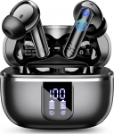 Bluetooth k&otilde;rvaklapid, juhtmevabad k&otilde;rvaklapid Bluetooth 5.4 4 ENC-mikrofoniga, 46 tundi m&auml;nguaega, LED-ekraan, IP7 veekindel, s&uuml;gav bass, puutejuhtimine spordi, t&ouml;&ouml;, reisimise jaoks, mustad