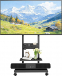 Mobiler TV-St&auml;nder mit Stecktafel-Organizer f&uuml;r 94-190,5 cm (37-75 Zoll) Fernseher bis 70 kg, schwenkbar, neigbar, h&ouml;henverstellbar, robuster TV-St&auml;nder mit Rollen und Medien-Regal, max. VESA