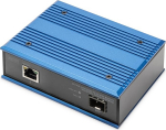 DIGITUS Industrial Gigabit Media Converter - 1 RJ45 port, 1 SFP port - 10/100/1000 Mbit/s - DIN r&ouml;&ouml;pa paigaldamine - IP40 kaitseklass - must, sinine