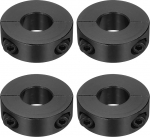 hankekaart 4 x doppelt geteilte Schaftmanschetten, 15 mm Bohrung, zweiteiliger Spannkragen, 35 mm Au&szlig;endurchmesser, 12 mm Dicke, Karbonstahl, Schlosskragenklemme mit Stellschrauben (Schwarzoxid)