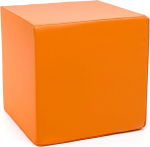 Ecopuf Cube Stool Faux Leather Kunstnahast istmekarbi Kuuti Pouf Ottomani Jalahoob elutuppa Kodukaunistus 40 x 40 x 40 cm Faber Orange E4