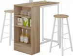 WOLTU s&ouml;&ouml;gitoa komplekt, baarilaud koos 2 baaritooliga, 3-osaline baarilaua komplekt, 3-tasandiline k&ouml;&ouml;gilaud, bistro laud k&ouml;&ouml;ki, s&ouml;&ouml;gituppa, bistro, hele tamm + valge