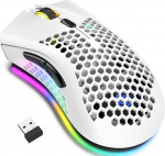 Bluetooth m&auml;nguhiir, Light Honeycomb hiir RGB taustavalgusega, reguleeritav DPI, Bluetooth 2.4 G juhtmeta laetav ergonoomiline optiline sensoriga hiir (Dual Mode White)