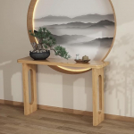 Holz Eingangsbereich Foyer m&ouml;bel konsolentisch, L&auml;ndlicher Stil Wohnzimmer console table, Mittelalterlicher Stil K&uuml;nstlerisch flurtisch, Innenbereich Flur Dekorativ konsolentisch.(Natural,100*35*80cm).