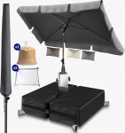 Menz 3-in-1 p&auml;ikesekaitse r&otilde;dukomplekt - Ristk&uuml;likukujuline p&auml;ikesevarju 200 x 125 cm + p&auml;ikesevarju statiiv + vihmavarju kate - P&auml;ikesevarju r&otilde;du koos statiiviga