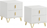 SoBuy FBT115-Wx2 &Ouml;&ouml;laud 2-kohaline &ouml;&ouml;kapp komplekt 2 sahtliga Moodne &ouml;&ouml;kapp magamistuppa Valge B 40 x S 40 x K 47 cm