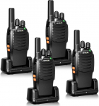 Retevis H777 Walkie Talkie, raadio, 4 tk komplekt, C-t&uuml;&uuml;pi laadimiskaabel, &uuml;he puudutusega sidumine, vastupidav k&auml;siraadio, professionaalne, litsentsivaba Walkie Talkie turvalisus (4 tk, must)